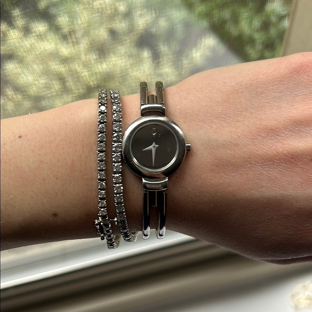 Movado Silver Watch with Minimalist Design